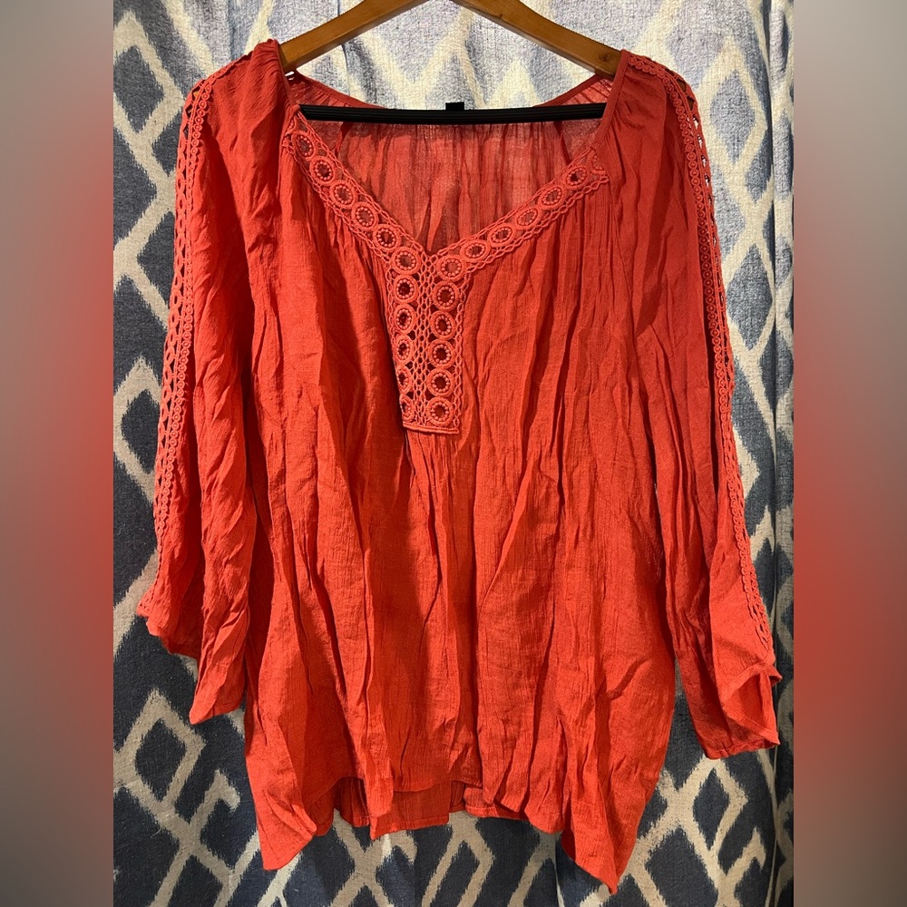 Zac & Rachel Orange Blouse 2X